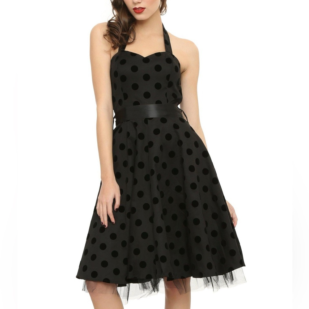 Hearts & Roses Y2K Black Polka Dot Dress - Picture 1 of 7